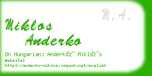 miklos anderko business card